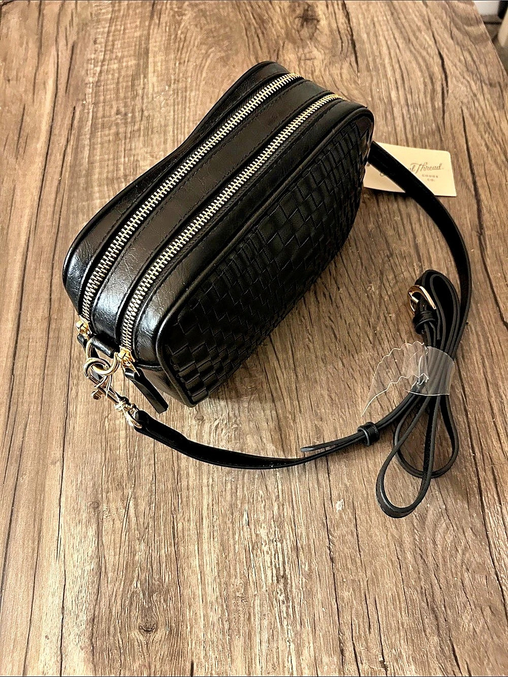 Stella & Grace Woven Double Zip Crossbody Bag in